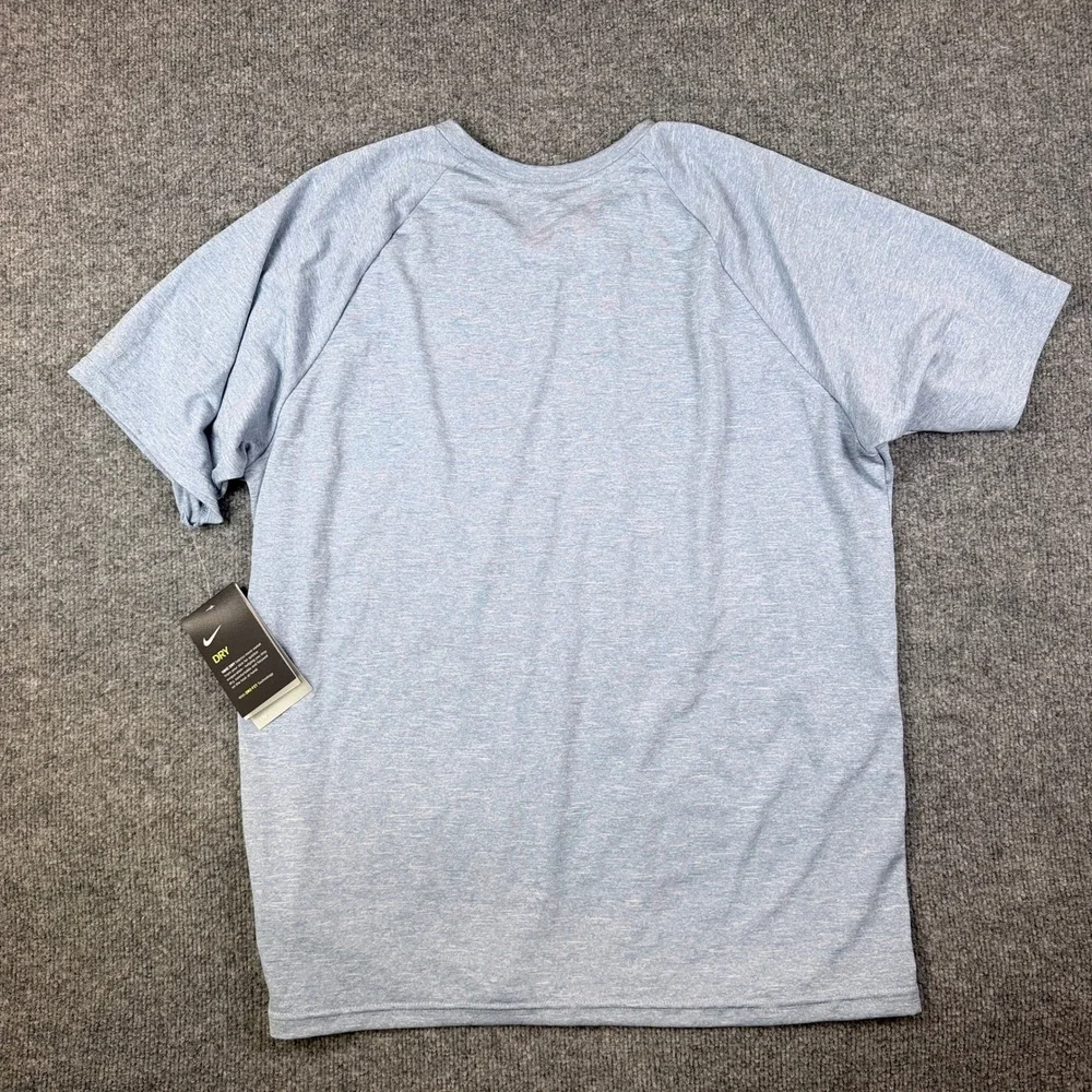 Nike Swim Hydrogaurd Dri-Fit T Shirt Mens L Blue UPF Essential NESSA589 NEW NWT